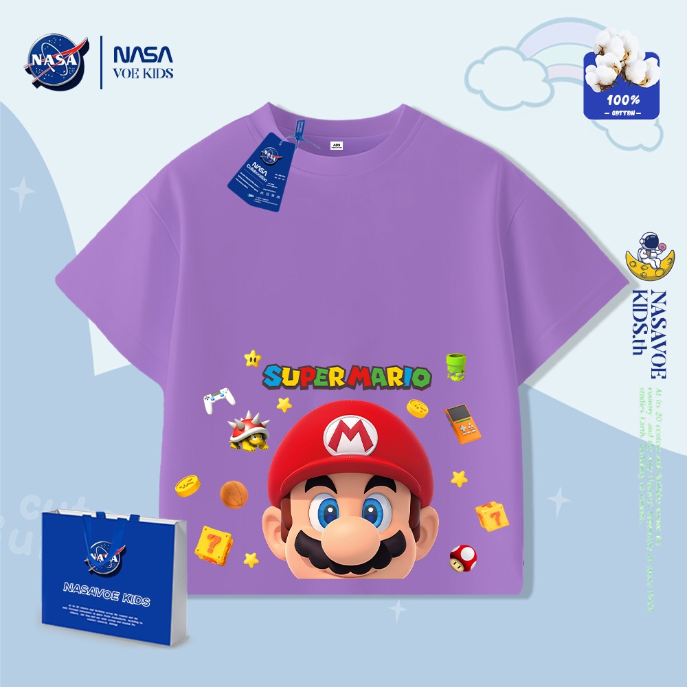 พร้อมส่งภายใน 24 ชม. NASAVORBABY Boys Short-Sleeved mario การ์ตูนแขนสั้นผ้าฝ้ายเสื้อยืดผู้ชาย 2005 ใหม่ ราคา ถูกที่สุด ดีลบีเคเค แกลเลอรีภาพที่ 6