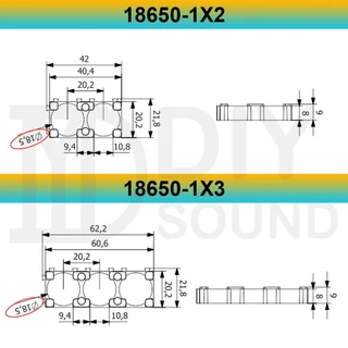 DIYsound (1 ชิ้น) ตัวยึดแบตเตอรี่ หลายขนาด แบบ 2-3 ช่อง 18650 21700 32650 33140 ติดตั้งง่าย