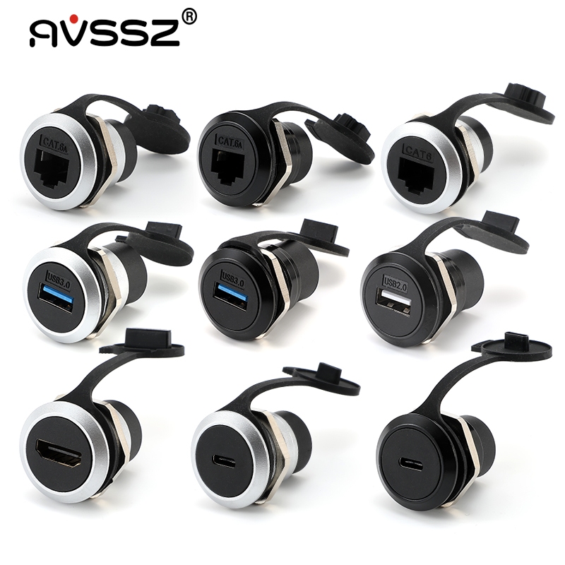 AVSSZ CAT6A CAT6 เครือข่าย RJ45 ซ็อกเก็ตกลม 8P8C IP67 กันน้ํา USB 3.0 ข้อมูลความเร็วสูง TYPE-C HDMI 2.0 LC โมดูลฝาครอบกันฝุ่นกันน้ําและความชื้น D-type ซ็อกเก็ต ราคา ถูกที่สุด ดีลบีเคเค แกลเลอรีภาพที่ 2