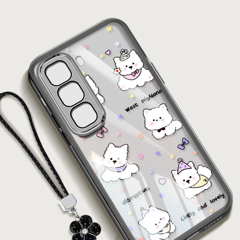 YBD เคสโทรศัพท์น่ารักสําหรับ infinix Hot 60i Hot 50 60 Pro + Hot 70 x6895 X6726 X6728 X6728B X6885 X6886 X6880 Naughty little white dog shell