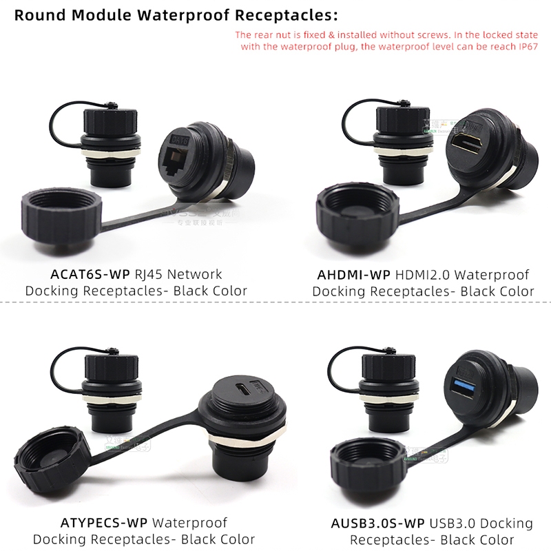 AVSSZ CAT6A CAT6 เครือข่าย RJ45 ซ็อกเก็ตกลม 8P8C IP67 กันน้ํา USB 3.0 ข้อมูลความเร็วสูง TYPE-C HDMI 2.0 LC โมดูลฝาครอบกันฝุ่นกันน้ําและความชื้น D-type ซ็อกเก็ต ราคา ถูกที่สุด ดีลบีเคเค แกลเลอรีภาพที่ 6