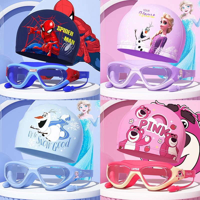 Disney แว่นตาว่ายน้ํา ขนาดใหญ่ สําหรับเด็กผู้ชาย เด็กผู้หญิง  แว่นตาว่ายน้ํา กันน้ํา กันหมอก HD สําหรับเด็ก