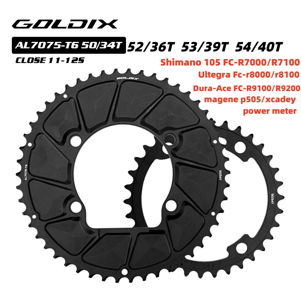 GOLDIX 110BCD 2X Double Chainring AERO Sprocket for magene p505 power meter 4hole Shimano Dura Ace R9200 Ultegra R8100 R8000 105 R7100 R7000 11S 12S 4 BOLT Chainring