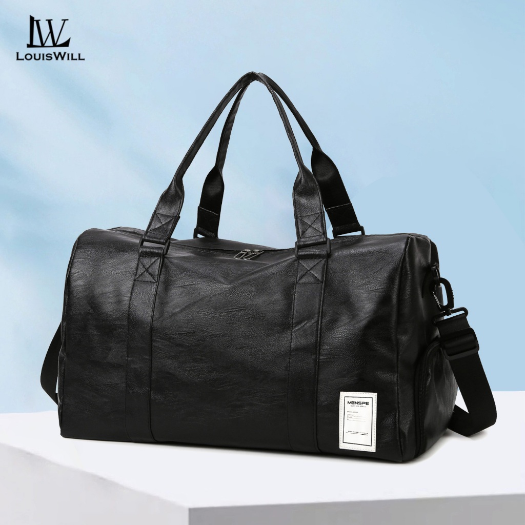 Louiswill กระเป๋าเดินทางกระเป๋าสัมภาระหนัง ปู่ กระเป๋าฟิตเนสแยกแห้งและเปียกกีฬา ไม่จํากัดเพศ กระเป๋าสลิงกระเป๋า
