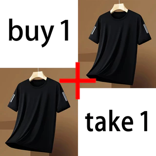 1+1 แถมด่วน! เสื้อยืดแขนสั้นฤดูร้อน ระบายอากาศดี เนื้อบางเย็นสบาย แห้งเร็วทันใจ สวมเหมือนไม่ใส่