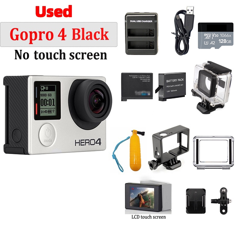 กล้อง GoPro HERO 4 Black Sports Camera สำหรับ Vlog 4K กล้อง GoPro 4 Silver Action Camera มือสอง