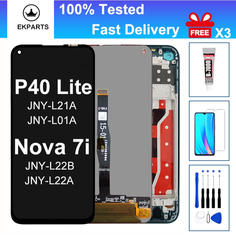 LCD สําหรับ Huawei P40 Lite JNY-L21A JNY-L01A Nova 7i L22B จอแสดงผล Touch Screen Digitizer Assembly 