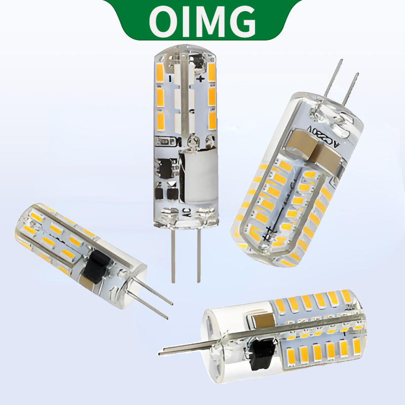 OIMG Mini G4 3W 5W LED ซิลิโคนคริสตัลหลอดไฟ 3014 SMD โคมไฟ DC/AC 12V AC 220V อบอุ่น/เย็นสีขาวหลอดไฟ