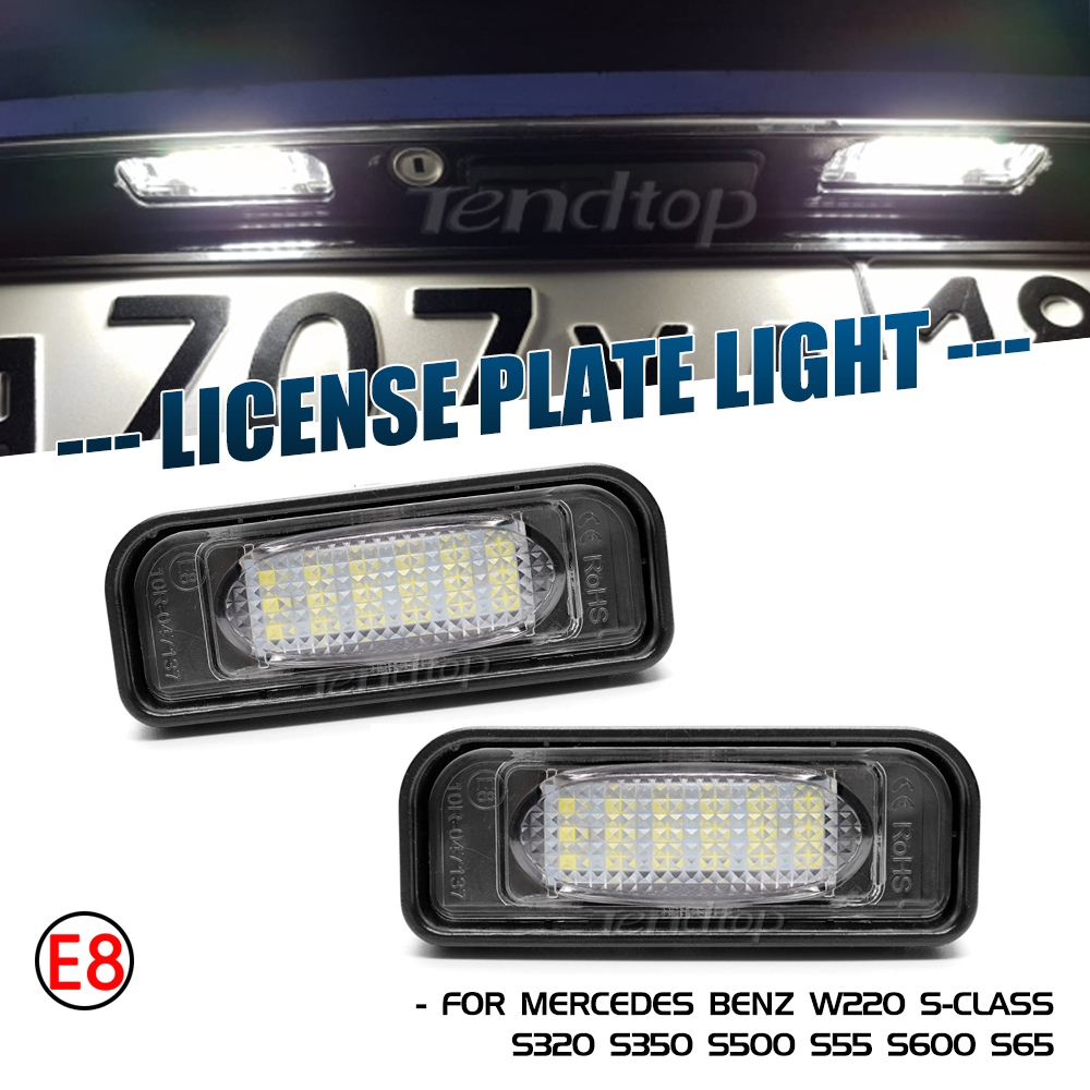 2 ชิ้น 18 เม็ดโคมไฟป้ายทะเบียน R&L LEDไฟส่องป้ายทะเบียนสำหรับรถเบนซ์ Mercedes C class W220 W203 S320
