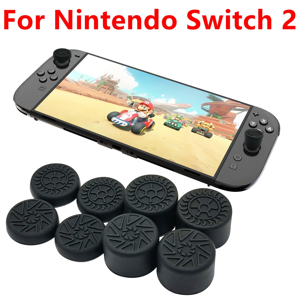 8-in-1 Pro Thumb Grips ใช้งานร่วมกับ Nintendo Switch 2 Joy Cons จอยสติ๊กหมวกลื่นออกแบบซิลิโคน Thumbs