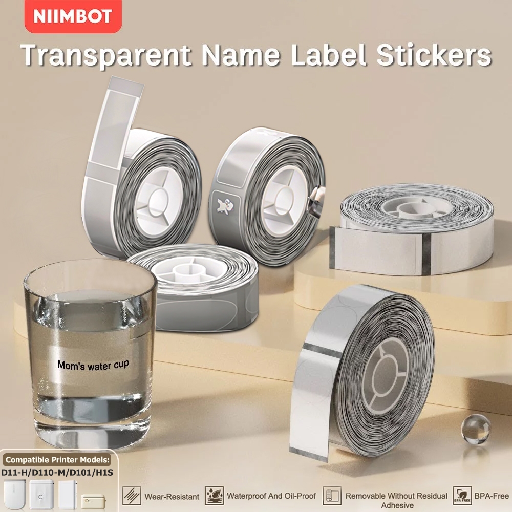 NIIMBOT D110 D11 D101กระดาษโปร่งใสความร้อนกันน้ําและกันน้ํามัน (กระดาษฉลากโปร่งใส) ป้ายการจําแนกการจ