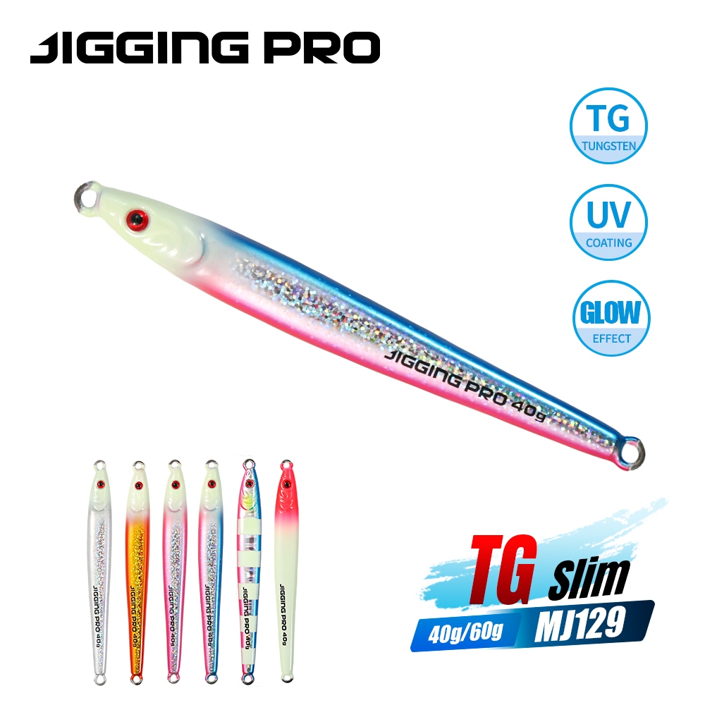 JIGGING PRO ทังสเตน Jig 40g 60g Fast Sinking Long Casting Metal Jig UV Luminous เหยื่อตกปลาน้ําเค็มประดิษฐ์ Jigging Lure