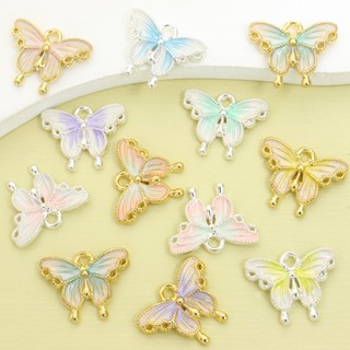 10ชิ้นฤดูใบไม้ผลิฤดูร้อนไล่ระดับสีสดผีเสื้อหยดน้ํามันโลหะผสม…