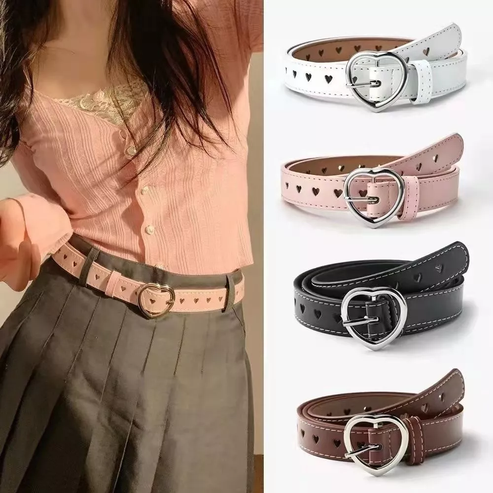 PINKCOOL เด็กหนังเทียมเด็กน่ารักพีชหัวใจหัวเข็มขัดเข็มขัดสาวเข็มขัดเอว