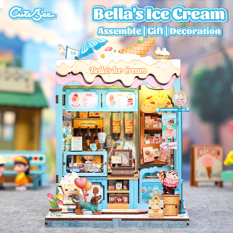 CUTEBEE CWGC212 Doll House DIY Miniature House Street Shop Series 3D Wooden Puzzle Mini House Toys -