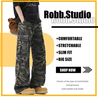 Cargo Jeans for Men Loose Fit 6-Pocket Casual Baggy Denim Pants Comfort