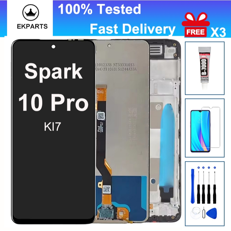 ทดสอบ 100% LCD สําหรับ Tecno Spark 10 Pro KI7 จอแสดงผล Touch Screen Digitizer Assembly Replacement