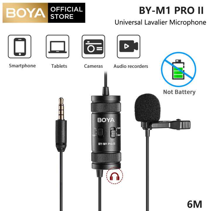 BOYA BY-M1 Pro II ไมค์สาย ไมค์หนีบเสื้อ ไมค์อัดเสียง ไมค์สายอย่างดี สำหรับ Vlog Phone DSLR  กล้อง