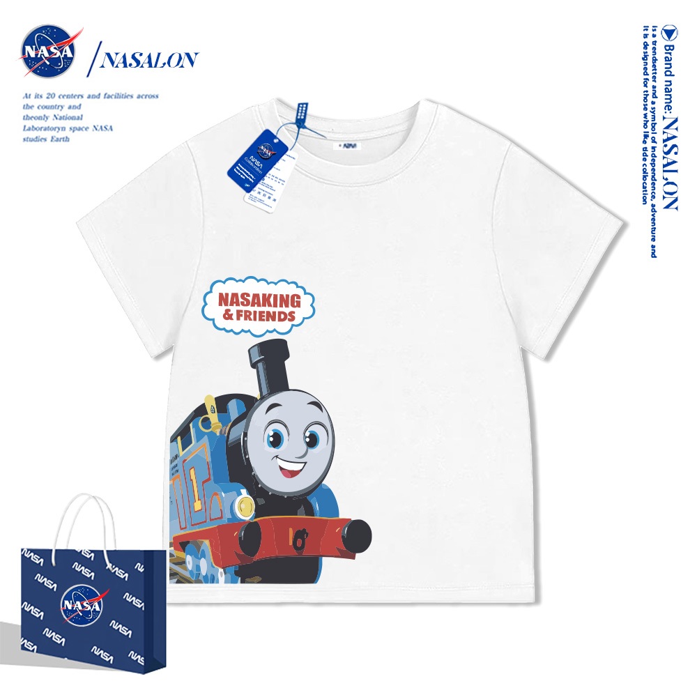 NASA เสื้อยืดเด็กแขนสั้น ลายการ์ตูน Thomas cotton 100% นุ่มสบาย สไตล์เกาหลี คุณภาพดี