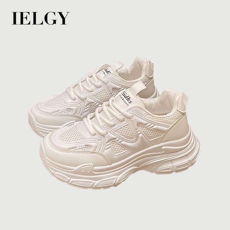 IELGY นักเรียนทํางานอินเทรนด์ตาข่ายร้อนสบายๆรองเท้าผ้าใบสีขาวผู้หญิง
