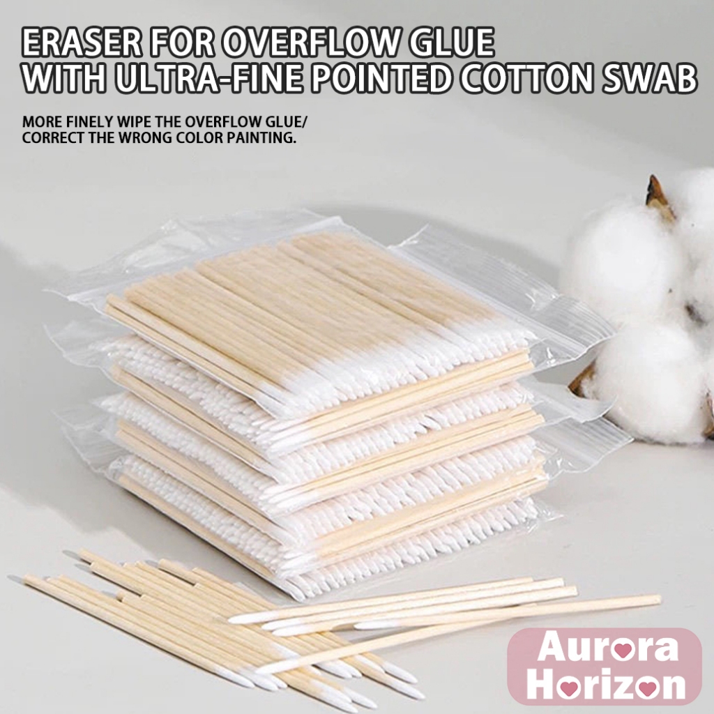 พร้อมส่งในกรุงเทพฯ เครื่องมือทําความสะอาดใหม่ 1100 Cotton Buds Sticks al ชิ้นทิ้งเล็บป้องกันการรั่วไหลกาวไม้