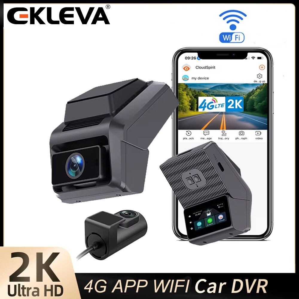 EKLEVA 4G 2K Dual Lens Car Dash กล้องติดตาม Two Way Talk Live View APP CloudSpirit