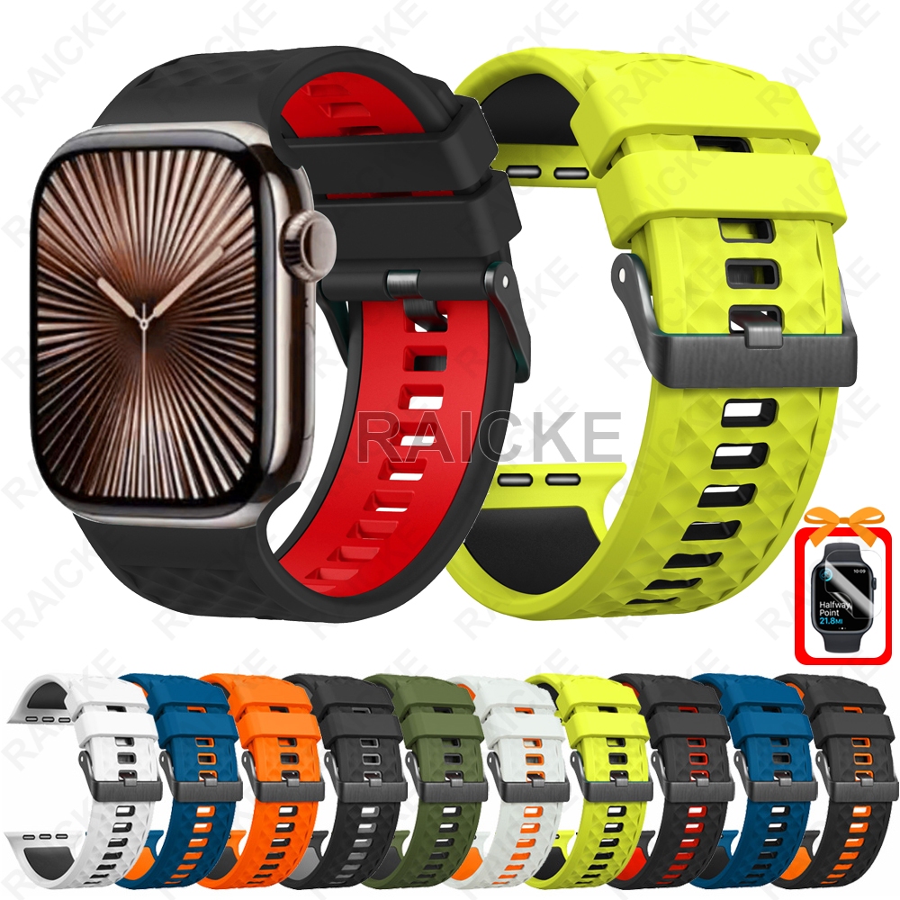 สายซิลิโคนกีฬานาฬิกาสําหรับ iWatch Series 11/10/9/8/7/6/5/4/3/SE Ultra 2 49mm 46mm 44mm 45mm42mm