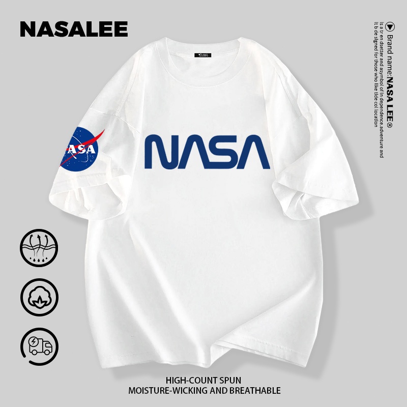 【ส่งเร็ว 48 ชม.】เสื้อแขนสั้น NASA ผ้าฝ้ายสวมสบาย ใส่ได้ทุกโอกาส ระบายอากาศดี สไตล์ไทย