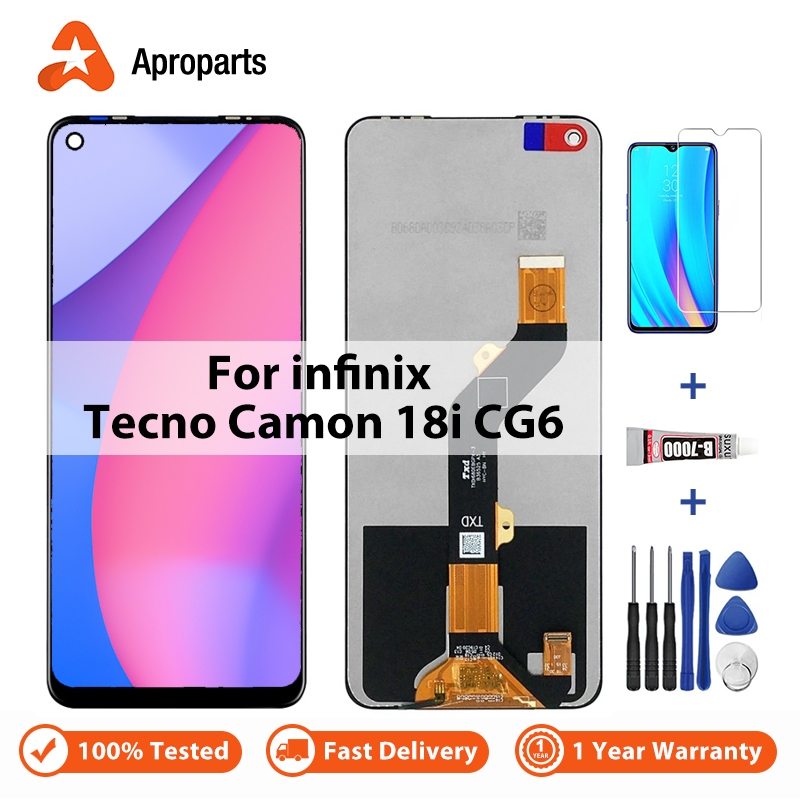 ทดสอบ 100% Well สําหรับ Tecno Camon 17 18i 18i CG6 จอแสดงผล LCD เครื่องดิจิตอลจอสัมผัส เปลี่ยน