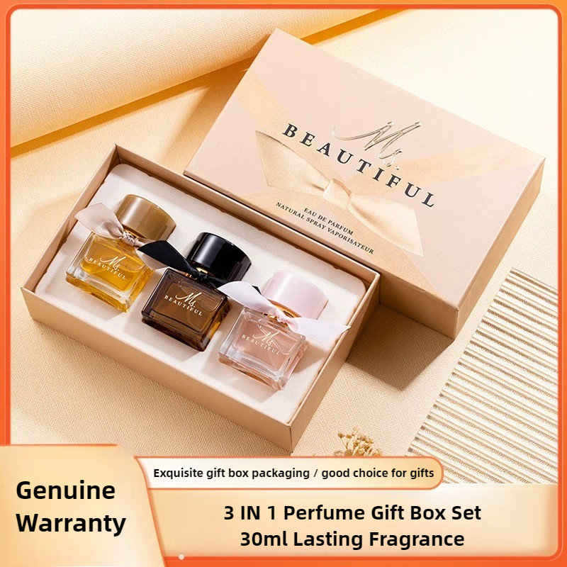 นางสาว Beautiful EDP Gift Perfume Set 30ml x 3 Lasting Fragrance 72 Hrs Ready stock