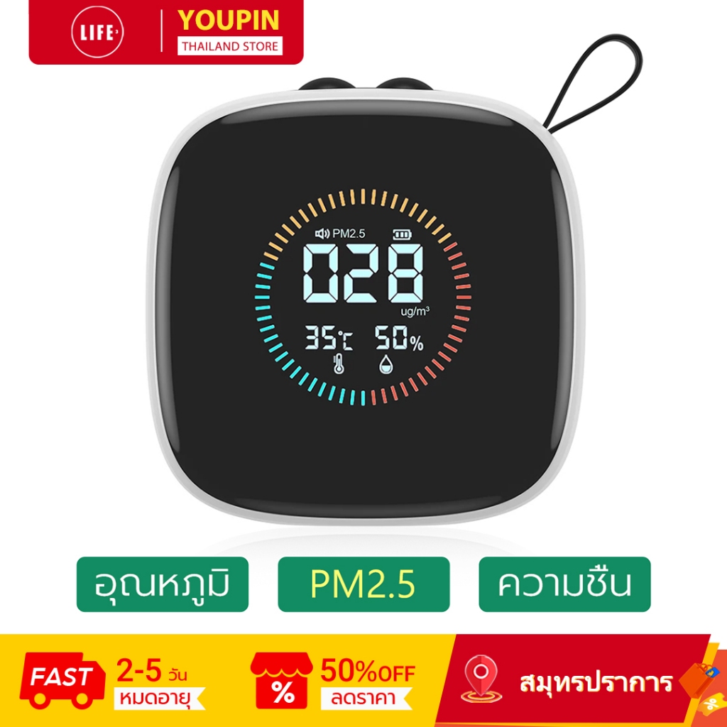 เครื่องมือทดสอบ DIENMERN PM2.5: การชาร์จ Type - C เพื่อความสะดวกขั้นสุด, แสดงเวลา PM2.5, อุณหภูมิและ