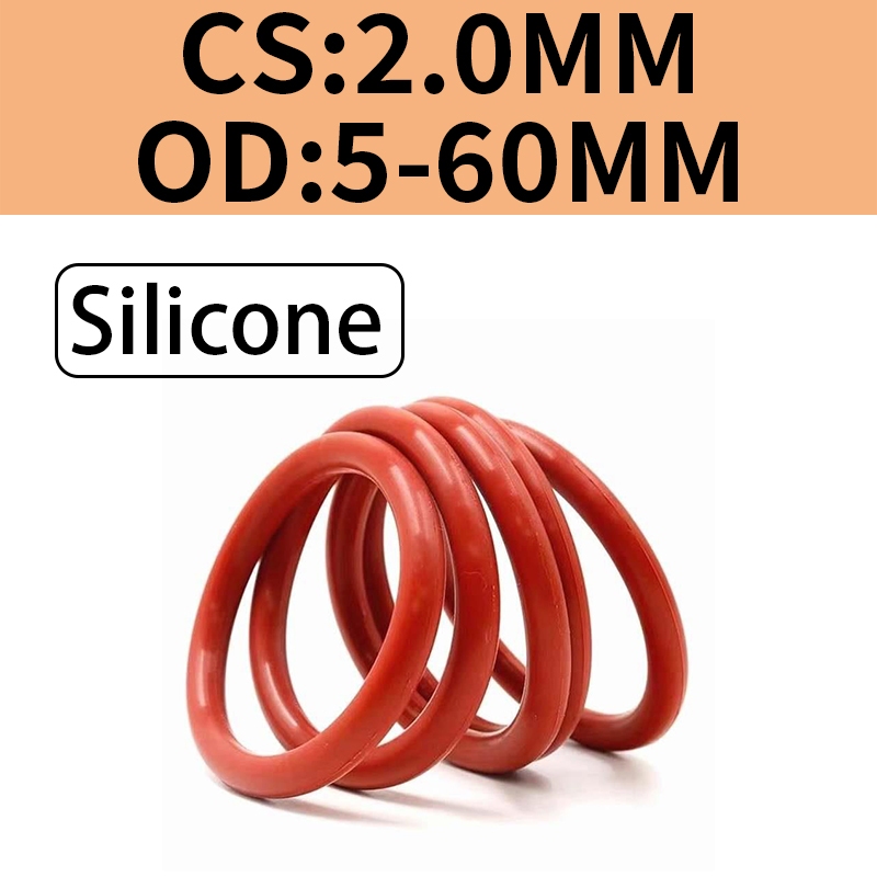 O-Ring ซิลิโคนสีแดง CS2.0 มม. * OD5-60 มม. ทนอุณหภูมิสูงแหวน O- ราคา ถูกที่สุด ดีลบีเคเค รูปภาพหลัก