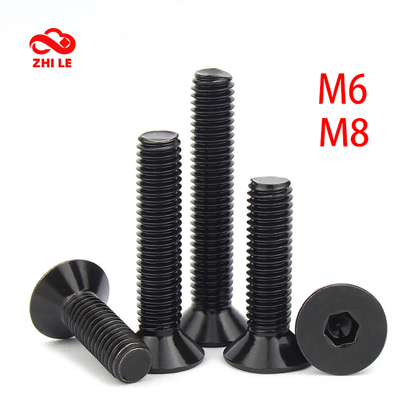 M6 M8 ซ็อกเก็ตหกเหลี่ยม Countersunk สกรูหัวแบนสีดํา 304 สแตนเลสสตีล Hex สกรูชุดคอมพิวเตอร์โลหะ Bolt Allen สกรู DIN7991