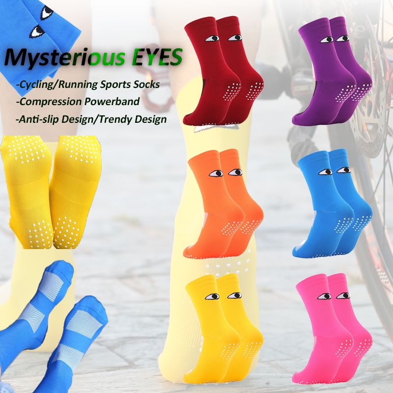 Mystous EYES ถุงเท้ากีฬากันลื่น อินเทรนด์สำหรับการขี่จักรยานและวิ่ง แบบ.Unisex
