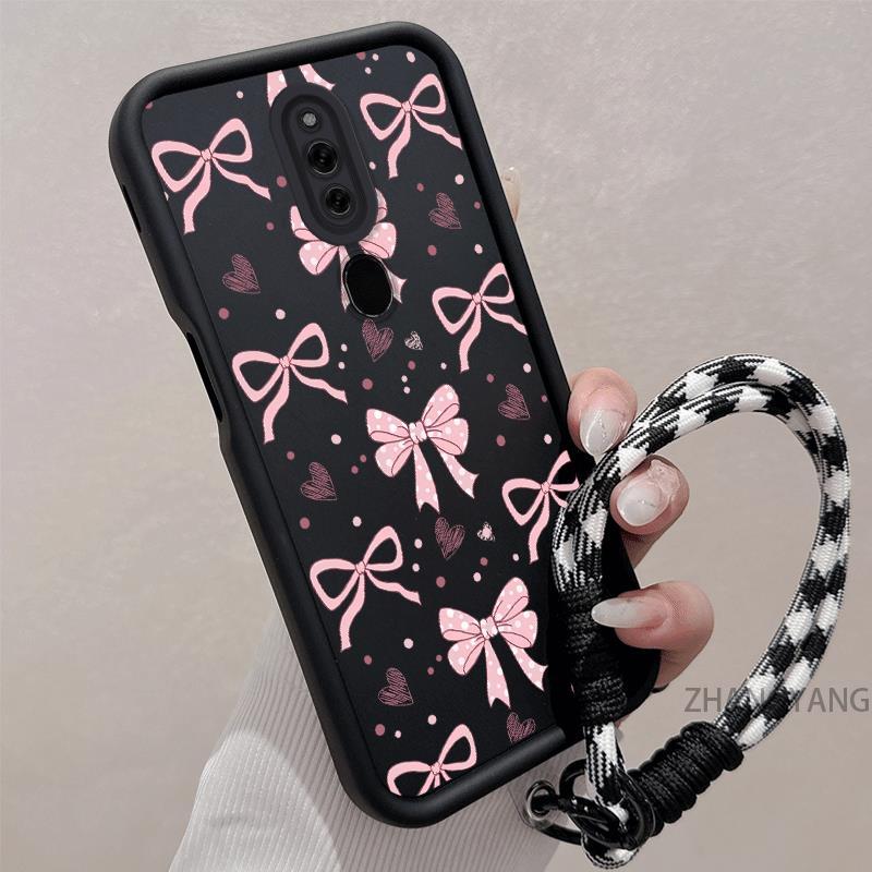 เคสสําหรับ OPPO F11 PRO F11 ซิลิโคน TPU เคสโทรศัพท์แบบนิ่มความงามออกแบบโบว์ใหม่ที่สวยงามสําหรับกันกระแทกและวางสําหรับสาวๆฟรีเชือก