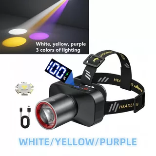 Ipx4 กันน้ํา 3 โหมดแสง Zoomable Type-c ชาร์จไฟหน้า Super Bright LED Multi-function ไฟหน้าแบบพกพาสําหรับ Camping เดินป่าซ่อม