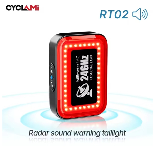 CYCLAMI RT02 จักรยานเรดาร์อัจฉริยะ ไฟท้ายสมาร์ท สัญญาณเตือนเสียงและแสง สำหรับจักรยานและมอเตอร์ไซค์