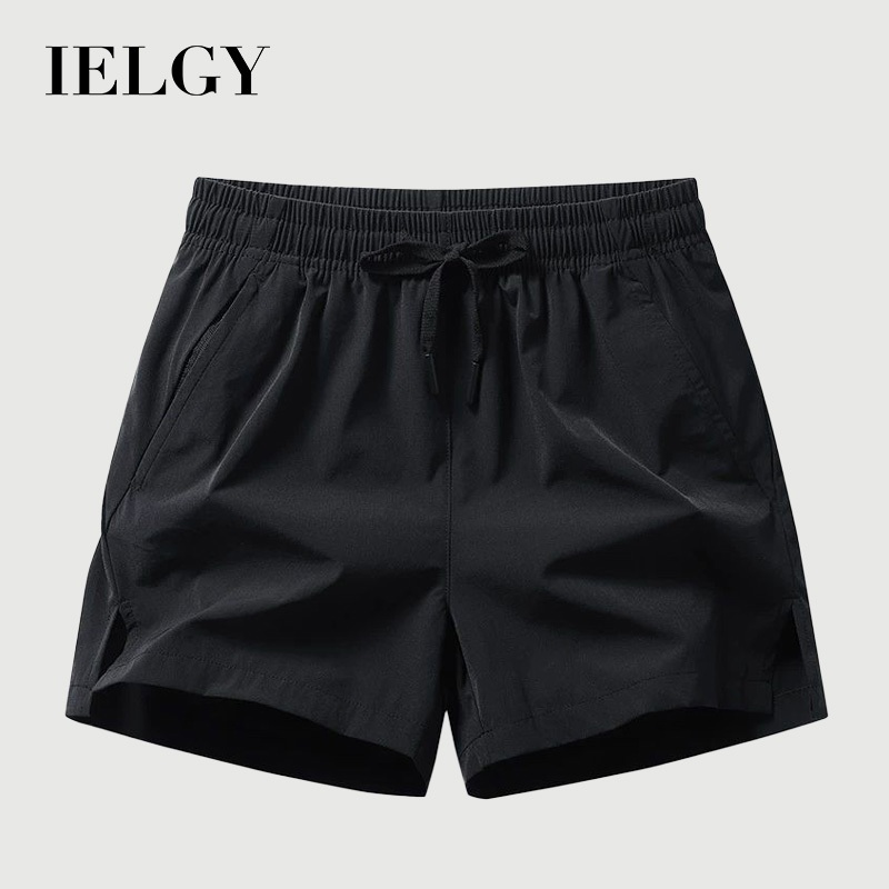 IELGY ฤดูร้อนกางเกงขาสั้นผ้าไหมน้ําแข็งหลวมผู้ชายบางสบายๆแห้งเร็ววิ่งกีฬากางเกงออกกําลังกาย