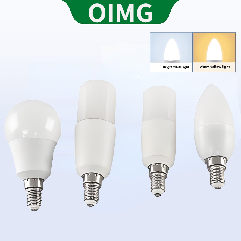 OIMG หลอดไฟ LED E14 ปากสกรูขนาดเล็กหัวแหลม/หัวหาง/กลม/แสงอบอุ่นแบบสังเคราะห์/แสงสีขาว 3W/5W/7W/9W 220V เหมาะสําหรับโคมไฟคริสตัลโคมระย้าไฟบ้าน