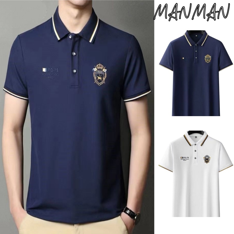 M＆M เสื้อโปโลผู้ชาย แฟชั่นคลาสสิก งานปัก เสื้อผ้าผู้ชายสำหรับเด็กและวัยกลางคน ธุรกิจสไตล์ผู้ใหญ่