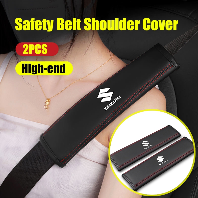 2 ชิ้นFit สําหรับ Suzuki Swift พกพา Alto Jimny Vitara Ertiga Avp รถ PU หนังเข็มขัดนิรภัยไหล่นุ่ม Pad สายรัดฝาครอบ