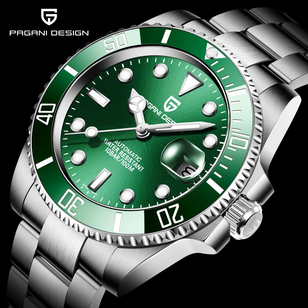 PAGANI DESIGN 40MM นาฬิกากลไกอัตโนมัติหรูหรา 100M Waterproof Luminous Calendar Chronograph นาฬิกาข้อ