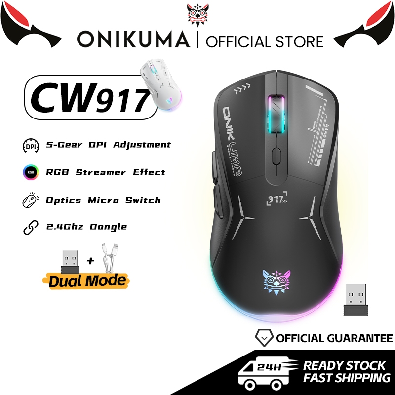 ONIKUMA CW917 เมาส์สําหรับเล่นเกมไร้สายสําหรับแล็ปท็อปการออกแบบตามหลักสรีรศาสตร์ไฟ RGB ปุ่มการเขียนโปรแกรมเมาส์สํานักงานสําหรับเล่นเกม