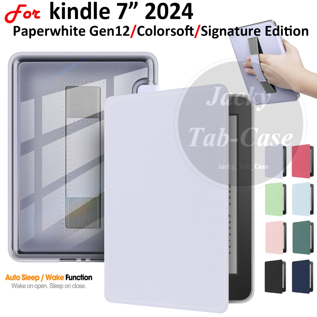เคสอะคริลิคแบบถือสำหรับ 7" kindle Paperwhite รุ่นที่ 12 Signature Edition Gen12 KPW6 Colorsoft 1st Gen 2024, ฝาครอบพร้อมการตื่นนอน, SA568B SA569P SA568P