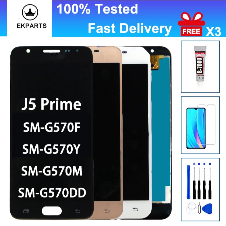 ทดสอบ 100% LCD สําหรับ Samsung Galaxy J5 Prime G570 SM-G570F G570Y จอแสดงผล Touch Screen Digitizer A