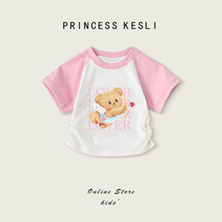 Princess Kesli เสื้อยืดแขนสั้นเด็ก พิมพ์ลายการ์ตูนน่ารัก สไต…