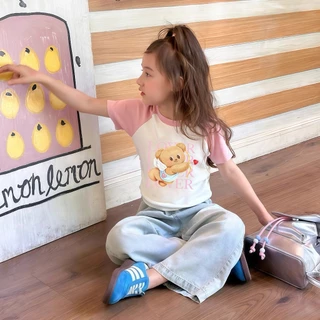Princess Kesli เสื้อยืดแขนสั้นเด็ก พิมพ์ลายการ์ตูนน่ารัก สไตล์ลำลอง ผ้านิ่ม เสื้อยืดเด็กผู้หญิง 2-12 ปี