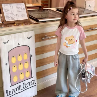 Princess Kesli เสื้อยืดแขนสั้นเด็ก พิมพ์ลายการ์ตูนน่ารัก สไตล์ลำลอง ผ้านิ่ม เสื้อยืดเด็กผู้หญิง 2-12 ปี