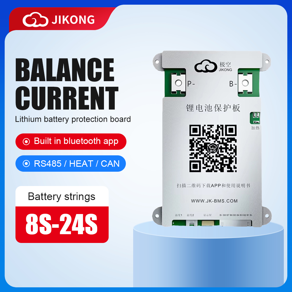 【JK BMS】12V 24V สมาร์ท BMS JK B1A8S10P Active Balance สําหรับ 8S~24S Li-Ion/Lifepo4/LTO แบตเตอรี่ 60