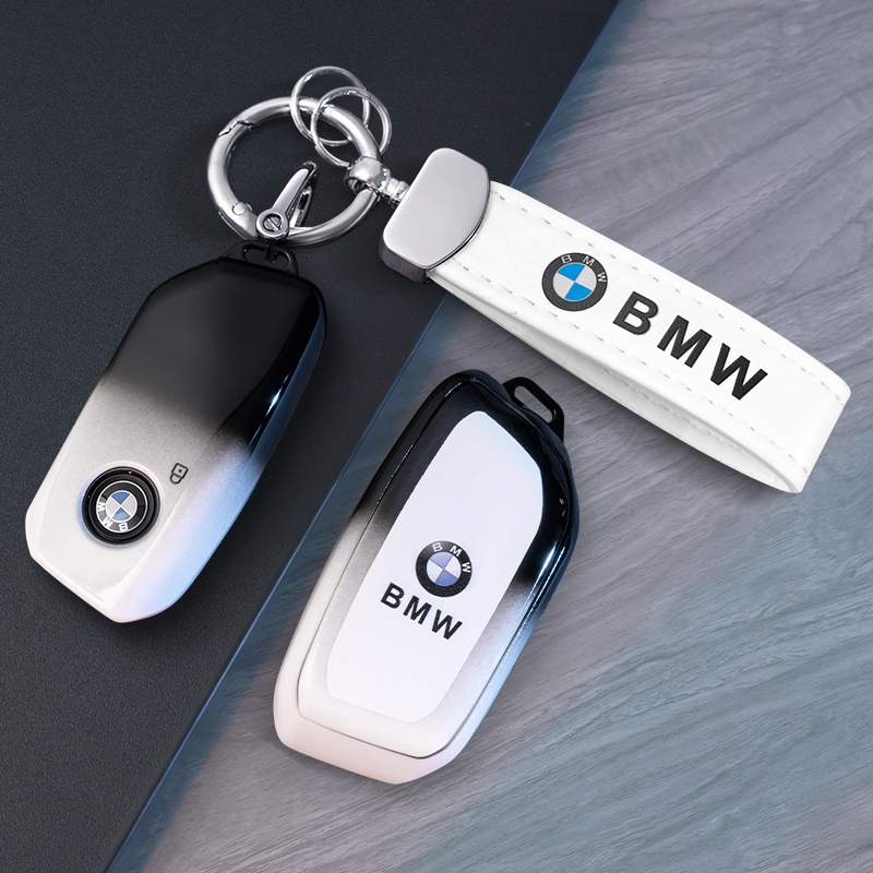 [TPU]ฝาครอบกุญแจรถสําหรับBMW X7 G07 2023 BMW 7 Series Ix XM I7 Energy 2023 2024 2025 สีดําและสีขาวไล